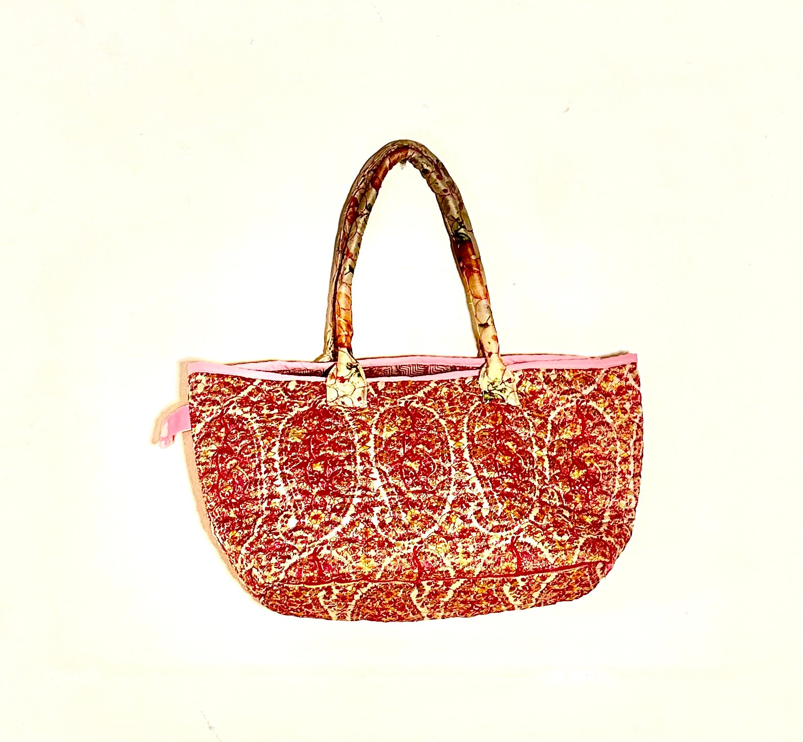 Silk bag made from vintage quilted  sarees (no 2)