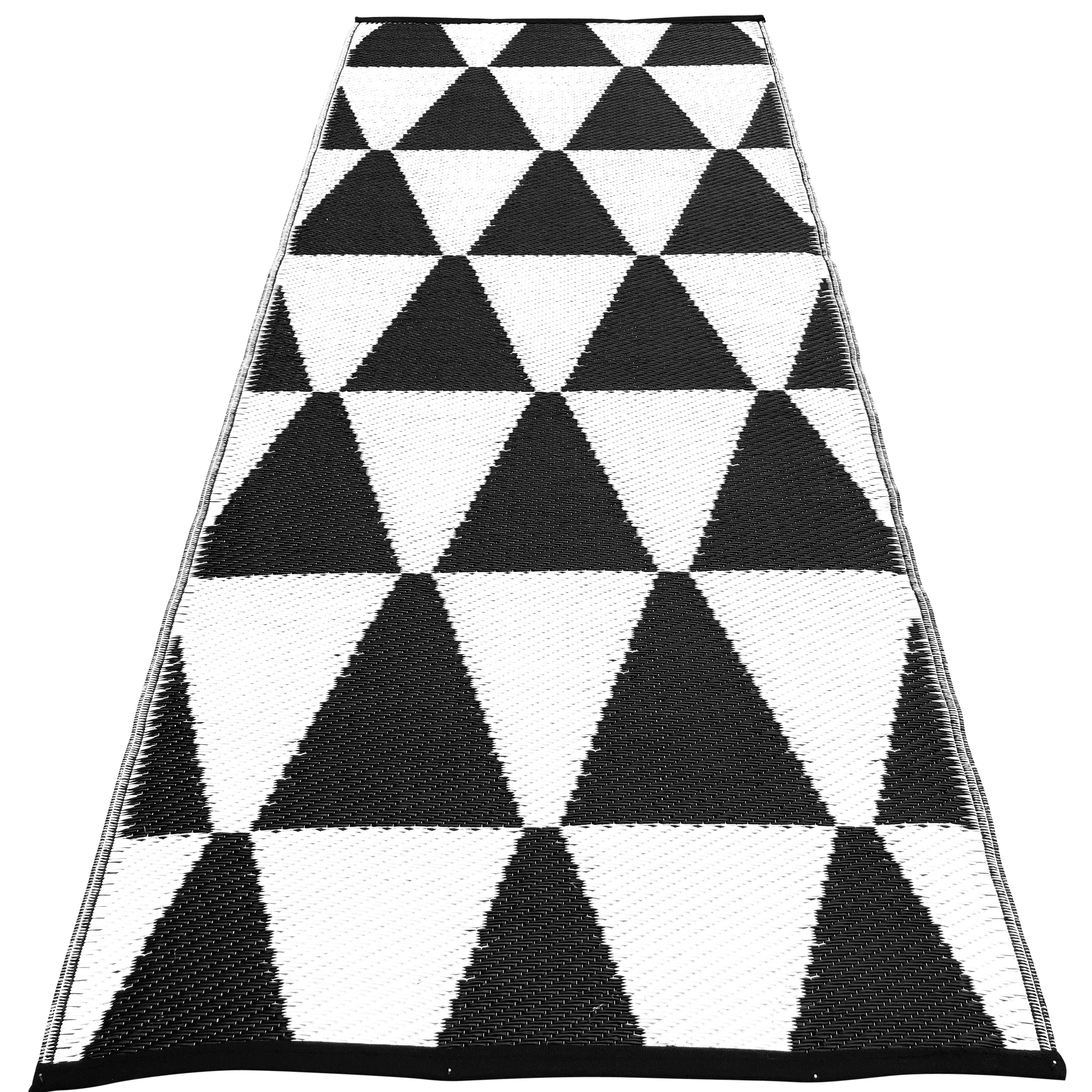 Plastiktæppe, 75 x 180 cm, triangles, black / white