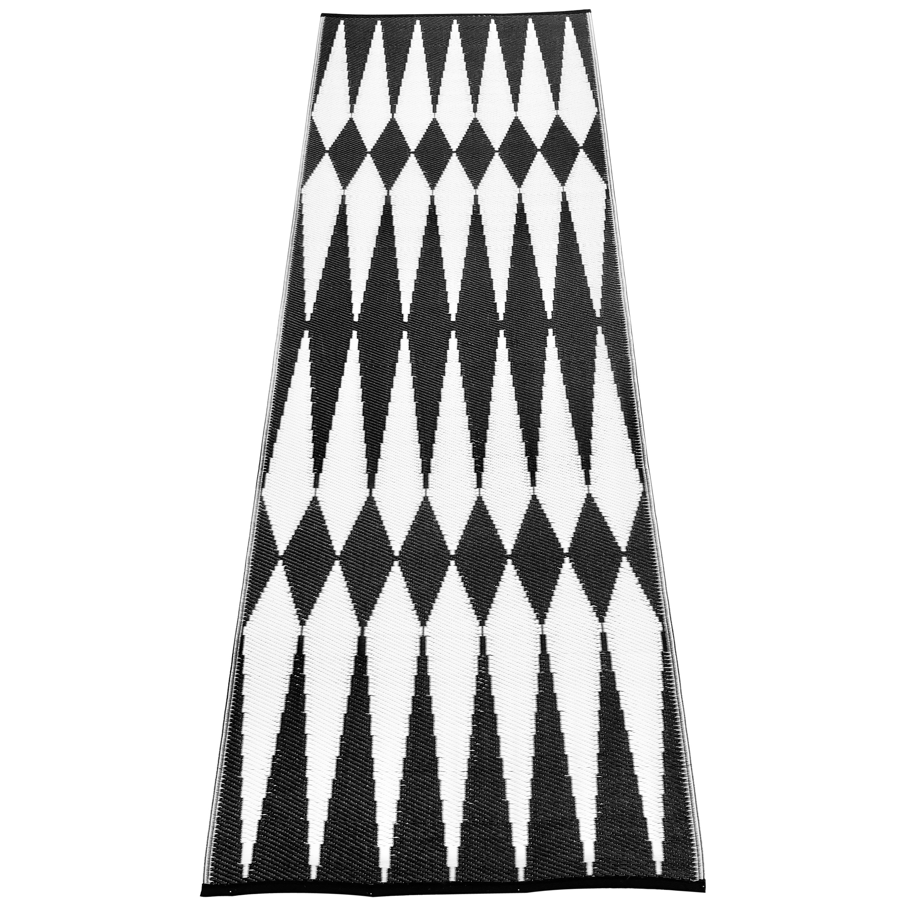Plastiktæppe, 90 x 270 cm, backgammon, black / white
