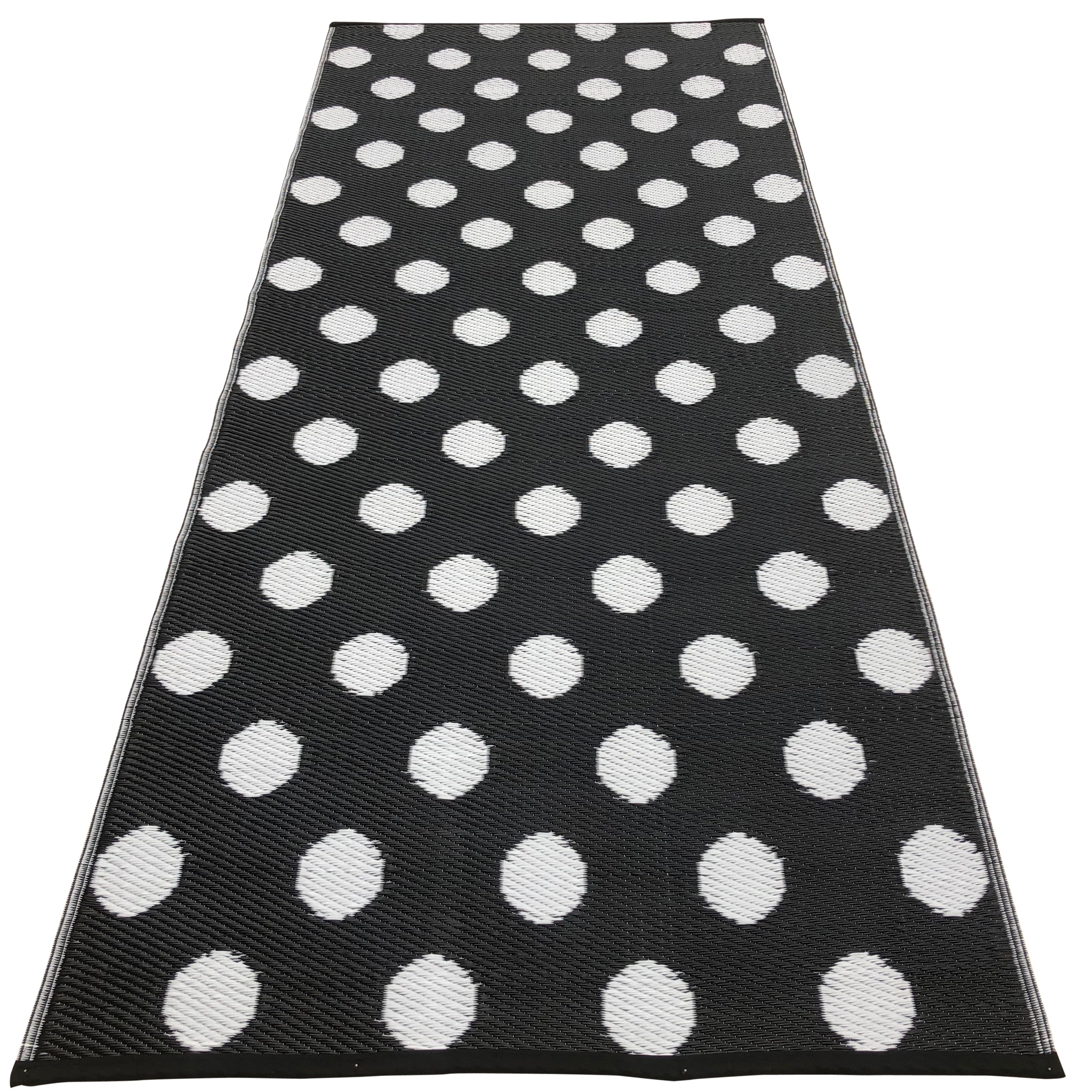 Plastiktæppe, 90 x 210 cm, dots, black / white