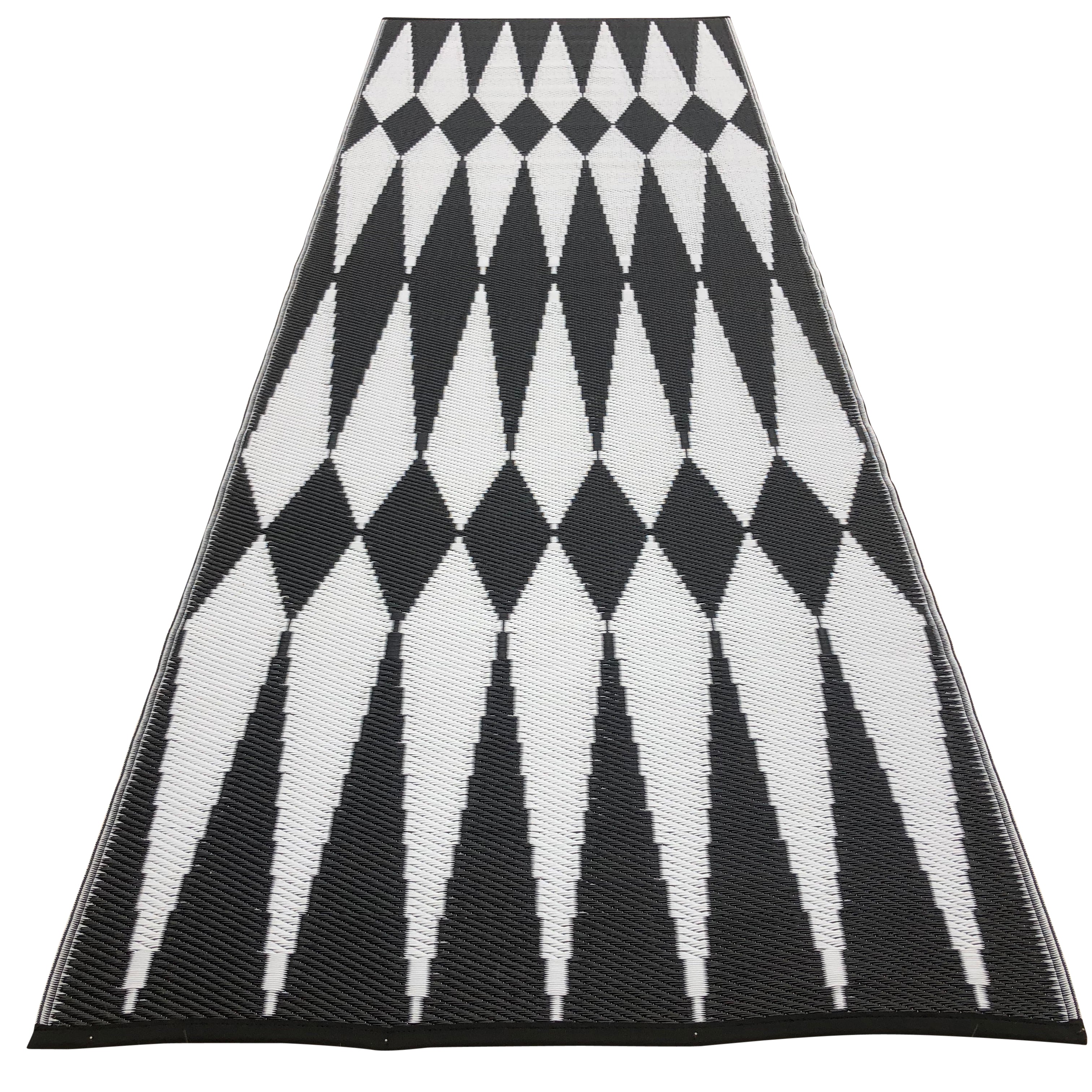 Plastiktæppe, 90 x 210 cm, backgammon, black / white