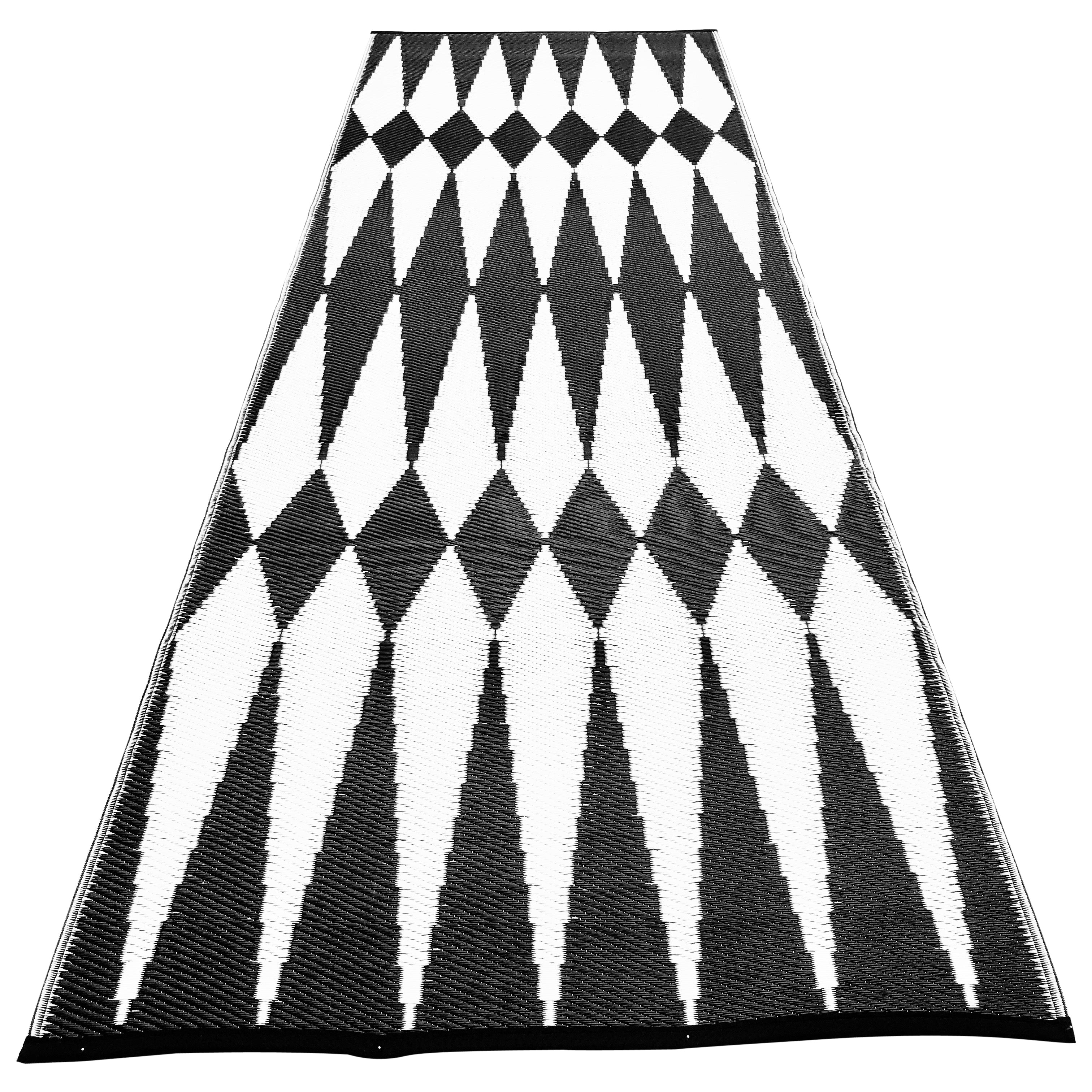 Plastiktæppe, 90 x 270 cm, backgammon, black / white